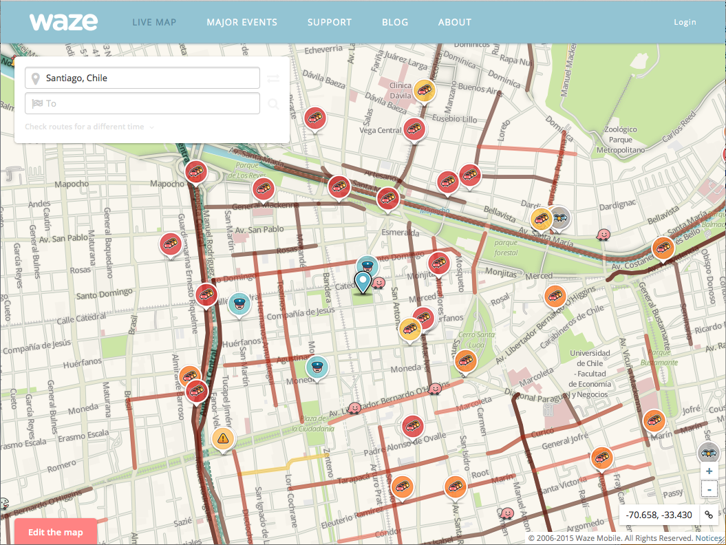 pagina web de Waze.com en septiembre 2015