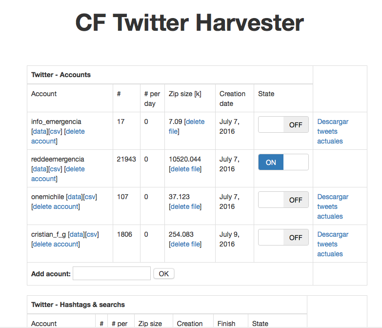 Screenshot Twitter Harvester